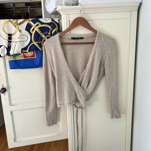 Zara Gray Knit Cardigan Blouse Top